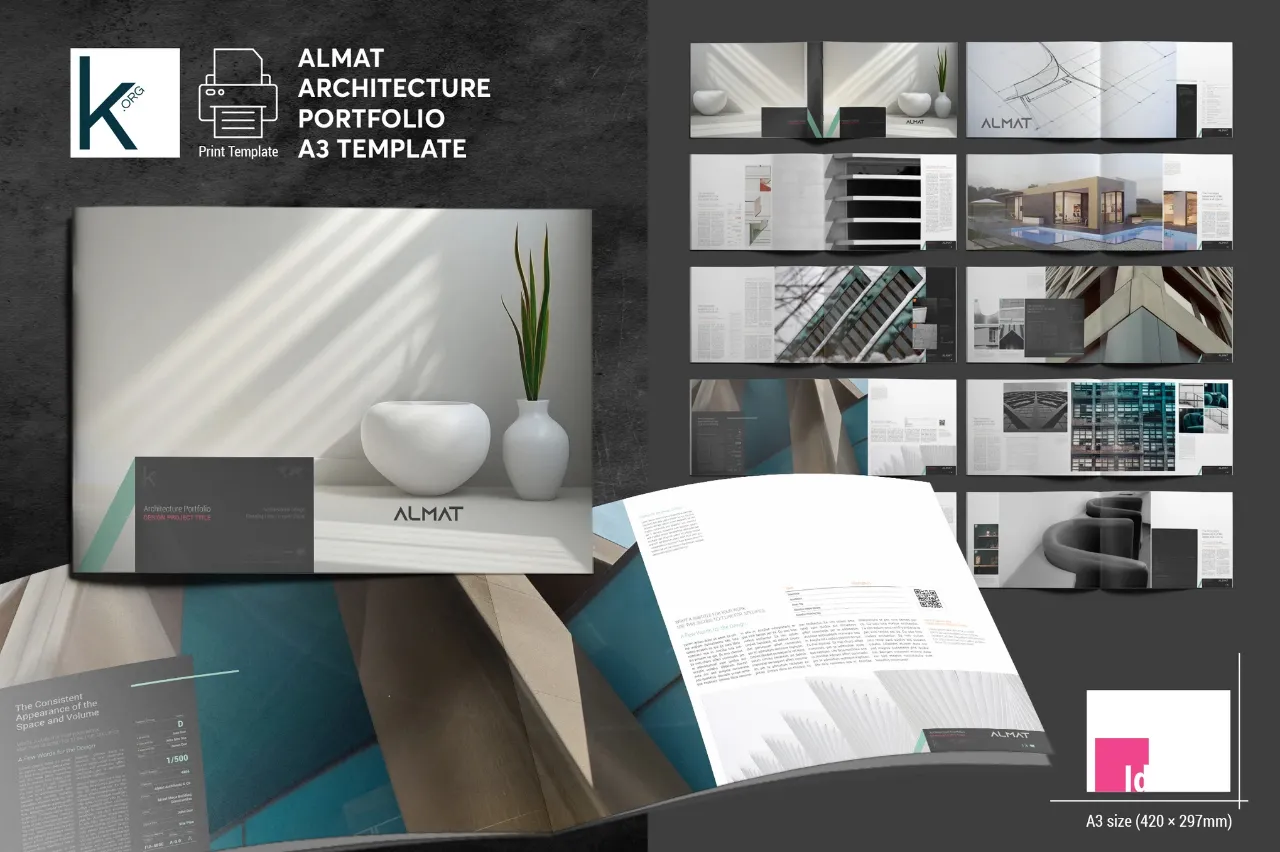 ALMaT建筑作品集A3模板设计InDesign模板