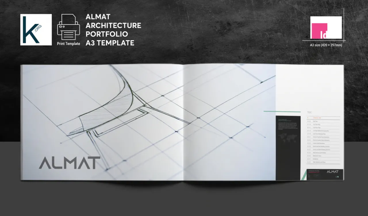 ALMaT建筑作品集A3模板设计InDesign模板