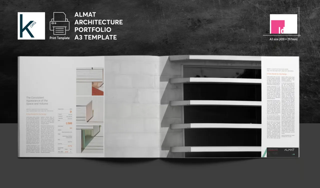 ALMaT建筑作品集A3模板设计InDesign模板