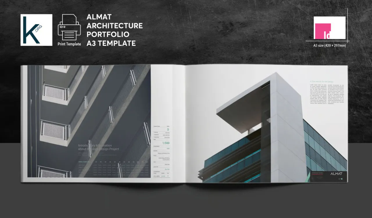 ALMaT建筑作品集A3模板设计InDesign模板