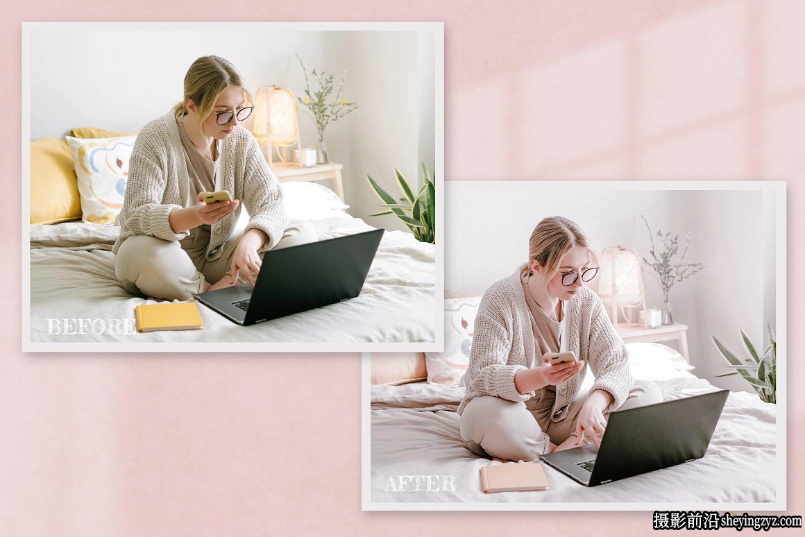 玫瑰金通透粉色人像调色LR预设/手机滤镜 Sweet Pink Photo Edit