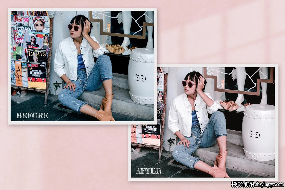 玫瑰金通透粉色人像调色LR预设/手机滤镜 Sweet Pink Photo Edit