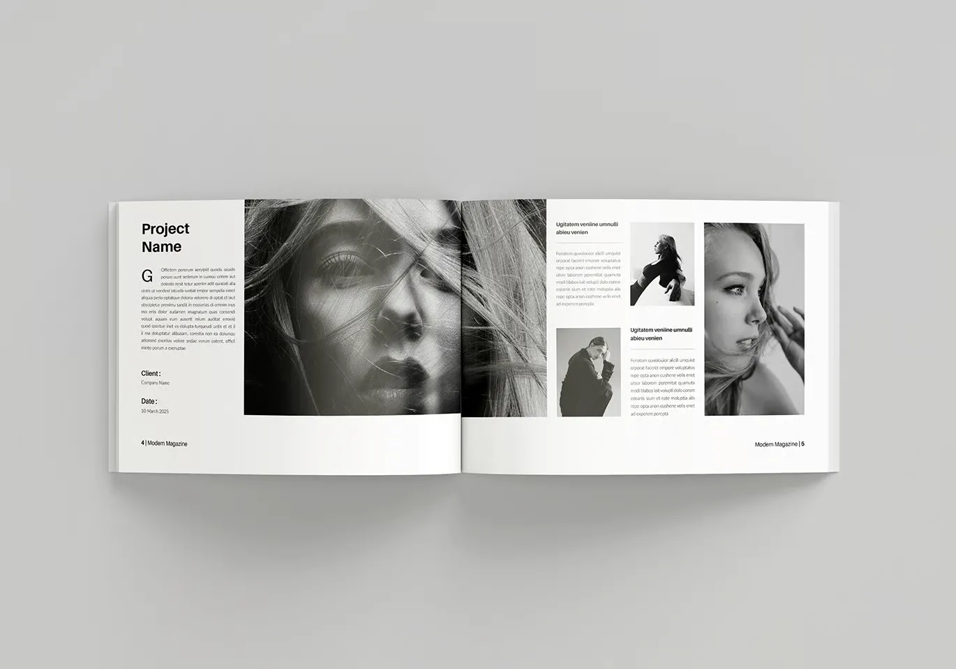 横版杂志-现代杂志品牌视觉效果InDesign模板