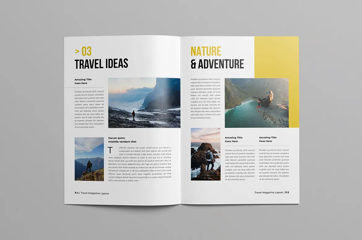 时尚旅游杂志版面排版布局设计InDesign模板