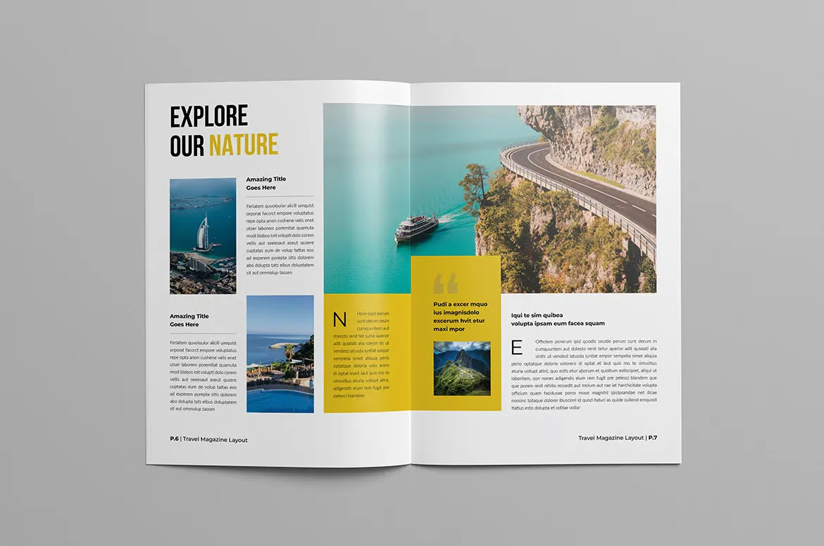 时尚旅游杂志版面排版布局设计InDesign模板
