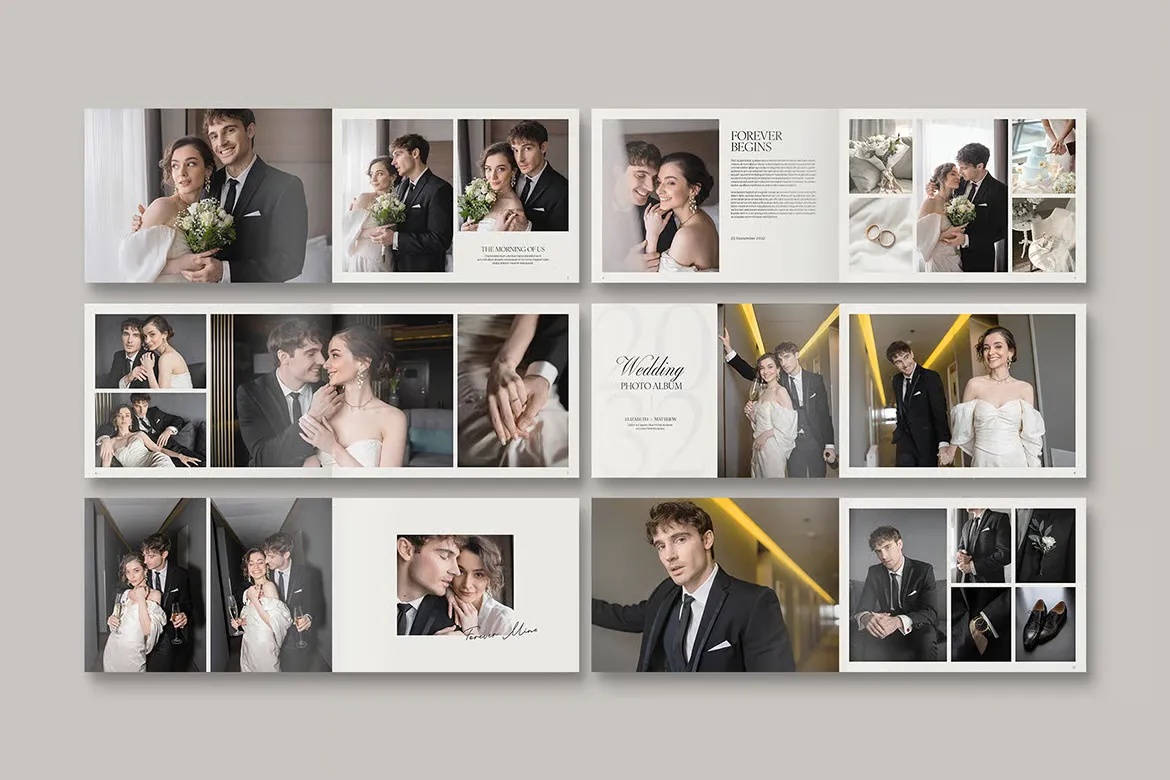 婚礼照片册和婚礼摄影相册InDesign模板