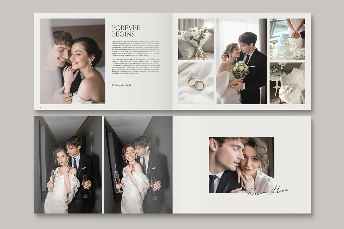 婚礼照片册和婚礼摄影相册InDesign模板