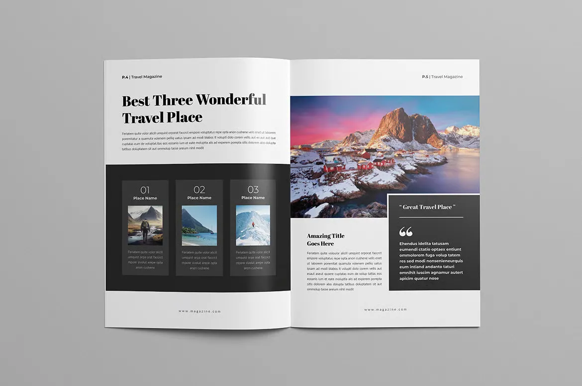 时尚旅游杂志排版布局设计InDesign模板