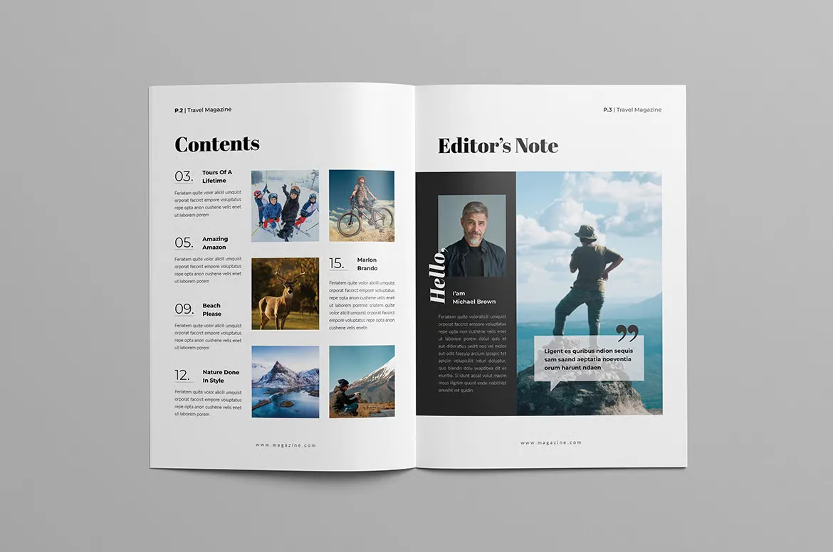时尚旅游杂志排版布局设计InDesign模板