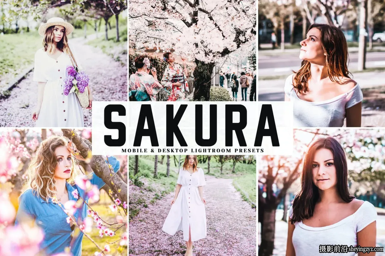樱花粉彩外拍人像调色LR预设手机滤镜Sakura Lightroom Presets