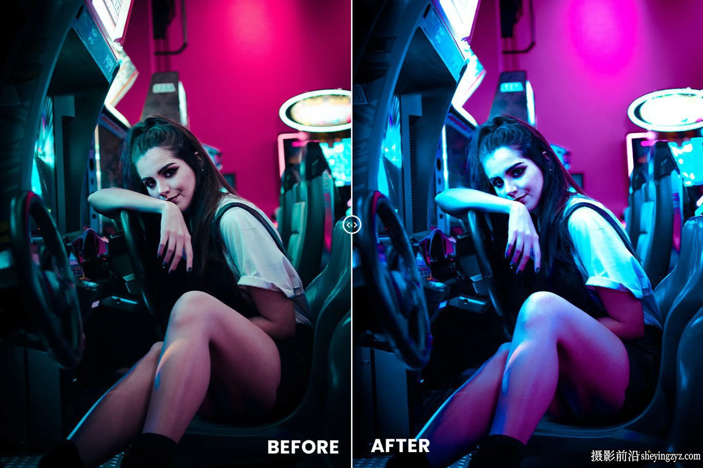 时尚街拍夜景霓虹灯人像调色LR预设手机滤镜Photoshop动作