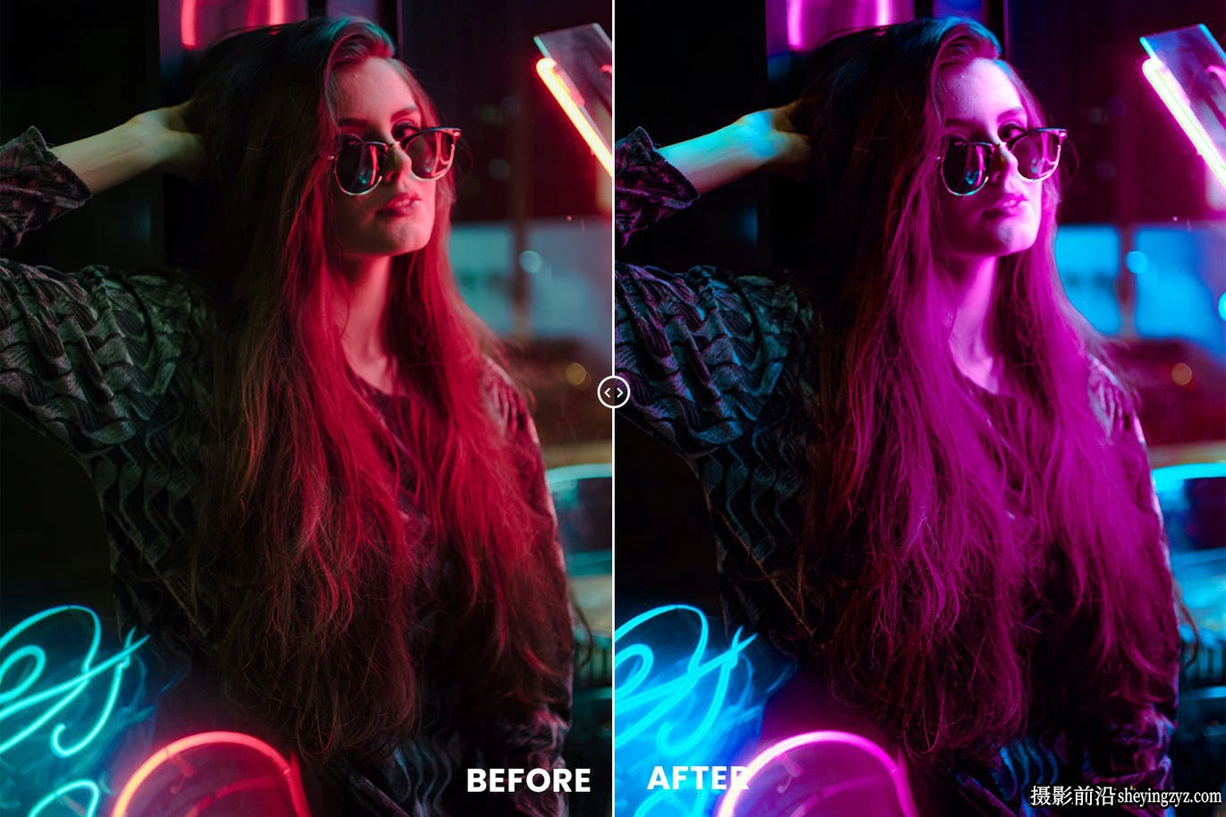 时尚街拍夜景霓虹灯人像调色LR预设手机滤镜Photoshop动作