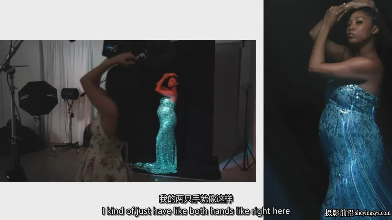 时尚灵感工作室孕妇摄影布光摆姿势完整教程附布光图-中英字幕