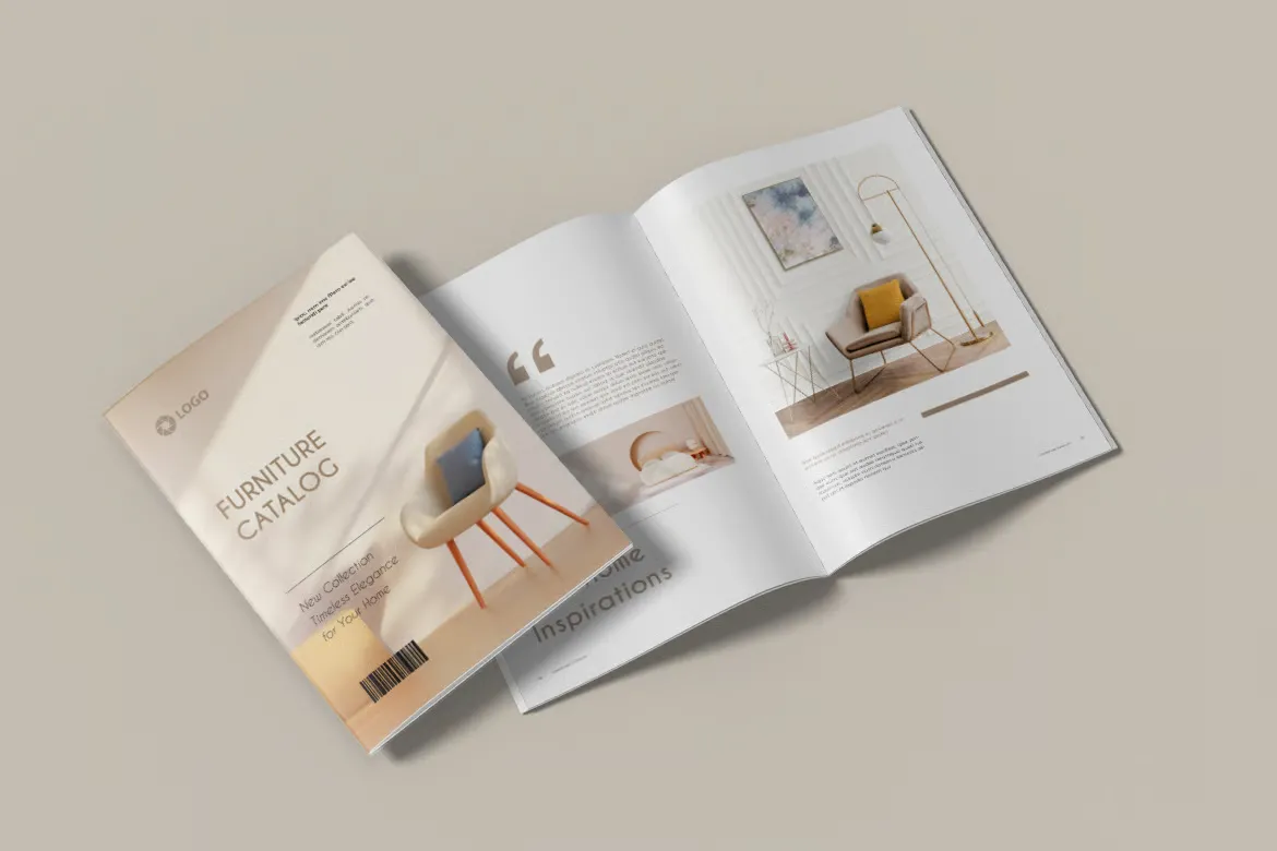 时尚简洁家具目录手册排版布局设计InDesign模板