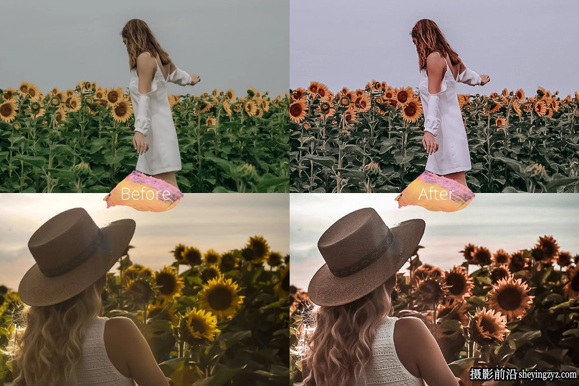 向日葵花田暖调胶片写真人像调色Lightroom 预设与手机调色滤镜