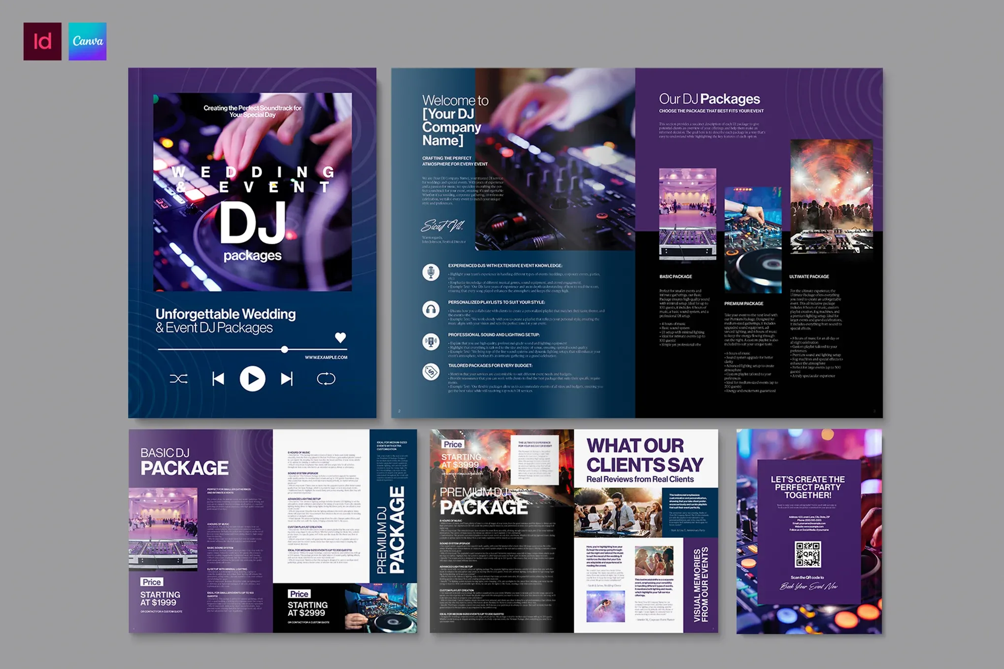 夜总会活动及婚礼DJ租赁DJ手册InDesign模板