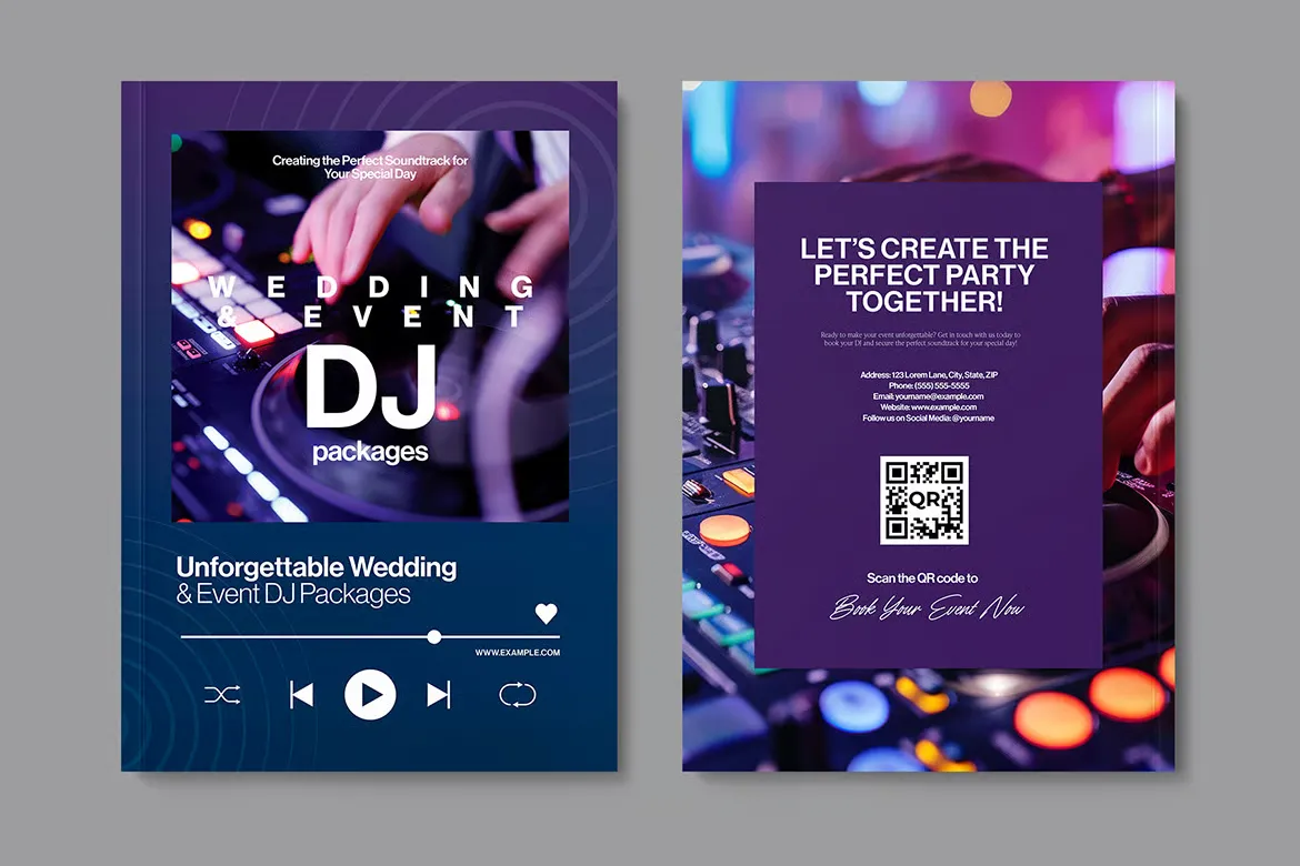 夜总会活动及婚礼DJ租赁DJ手册InDesign模板
