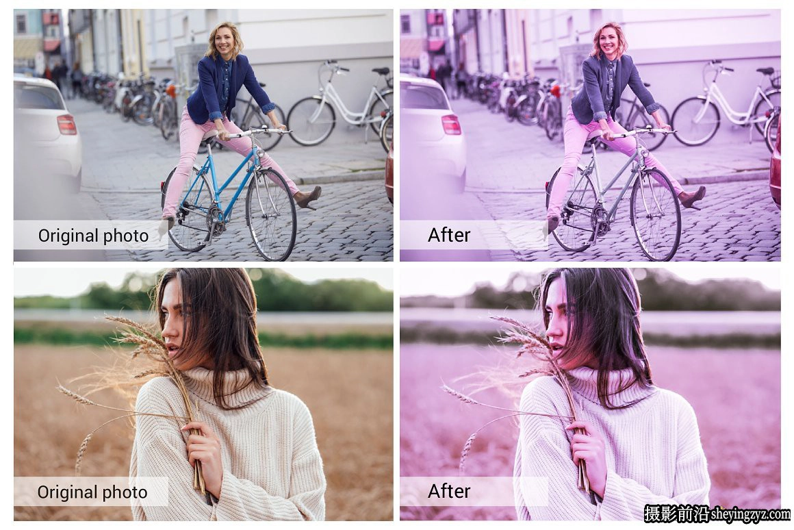 电影人像浪漫紫色调Lightroom预设/手机滤镜/LUT调色预设
