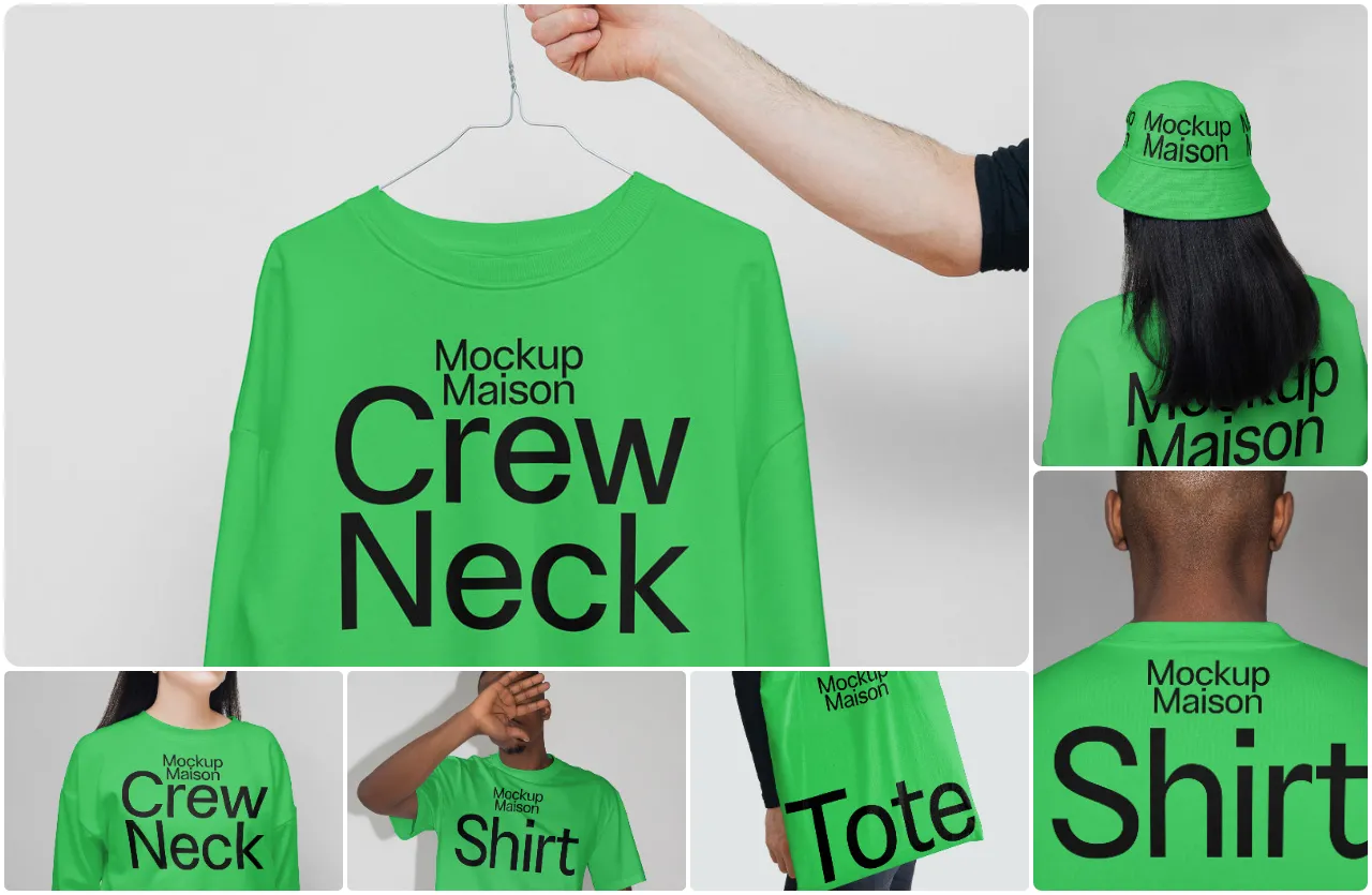 Mockup Maison - 28套必备T恤卫衣服装及布袋手提袋样机模型