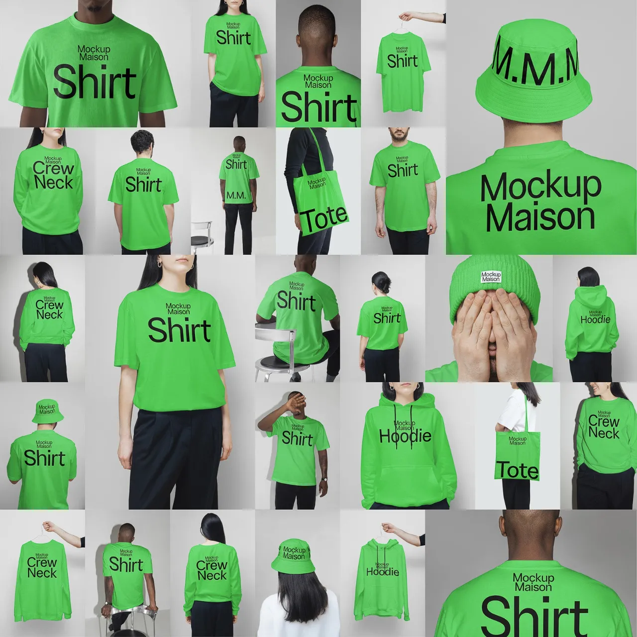 Mockup Maison - 28套必备T恤卫衣服装及布袋手提袋样机模型