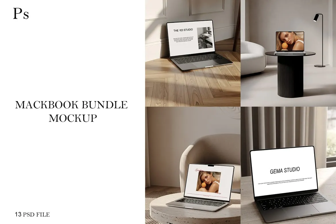MockupCloud - MACBOOK电脑样机模型场景套装免费下载
