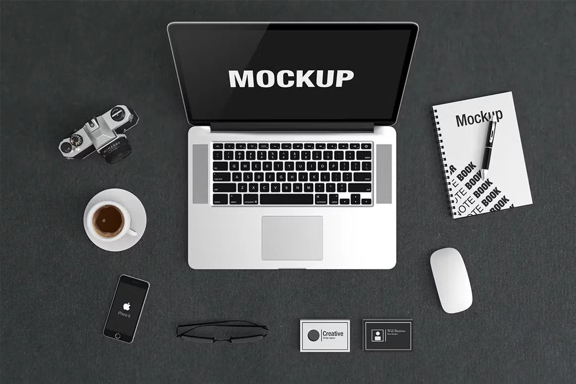 苹果电脑Macbook视网膜多场景样机模型效果图