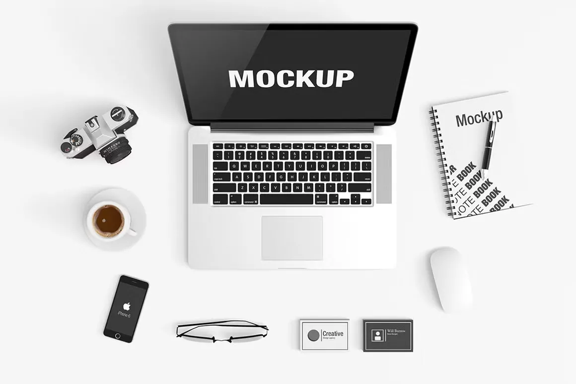 苹果电脑Macbook视网膜多场景样机模型效果图