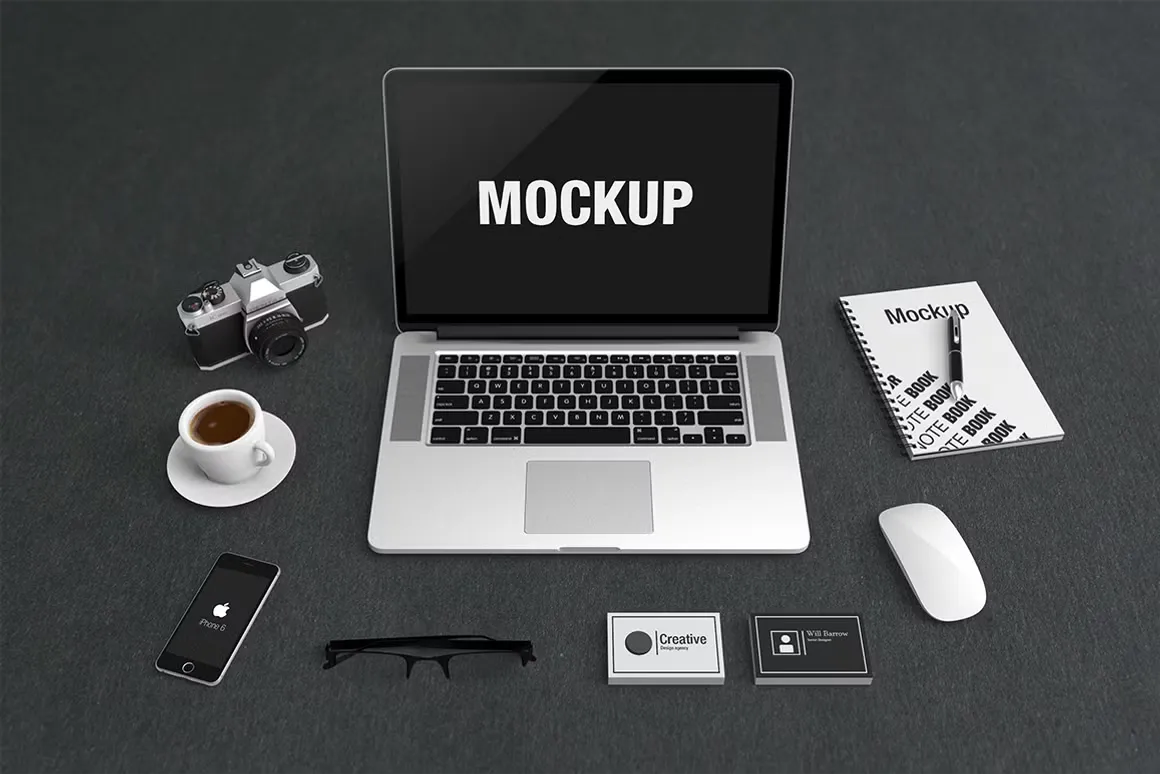 苹果电脑Macbook视网膜多场景样机模型效果图