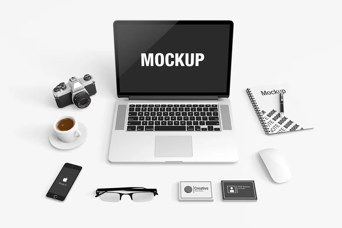 苹果电脑Macbook视网膜多场景样机模型效果图