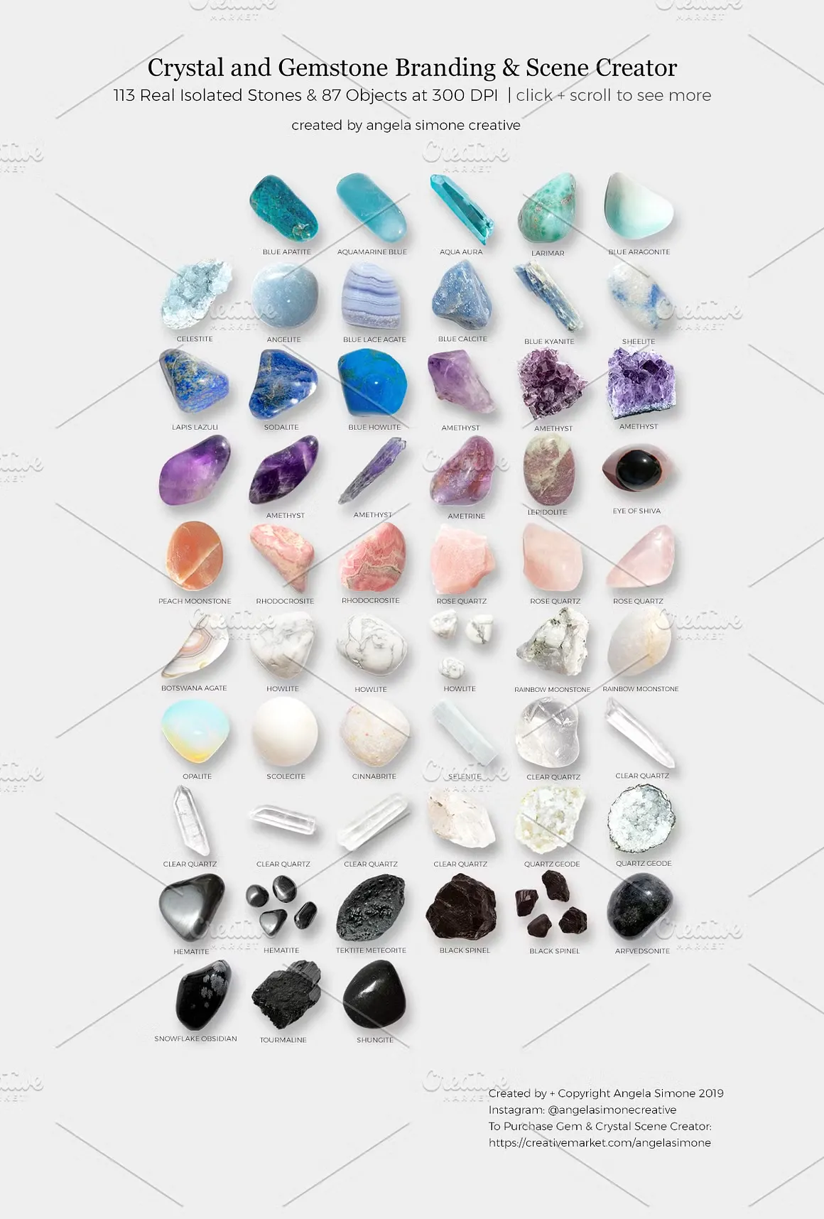 200+水晶玛瑙与宝石场景样机模型创建器独立PNG元素