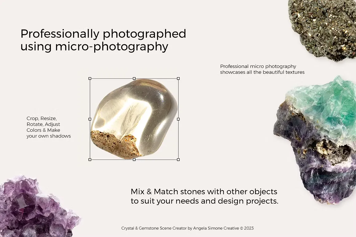 200+水晶玛瑙与宝石场景样机模型创建器独立PNG元素