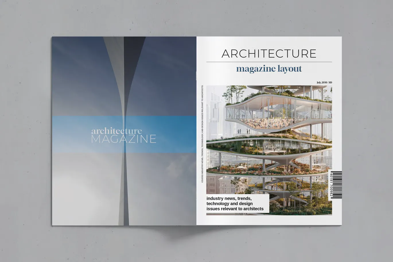 酷炫建筑杂志版面排版设计InDesign模板