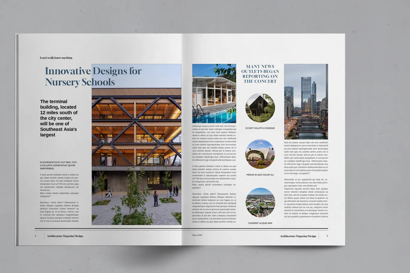 酷炫建筑杂志版面排版设计InDesign模板