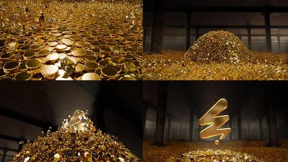 AE模板-金币金元宝标志揭示动画片头模板 VH-53990855