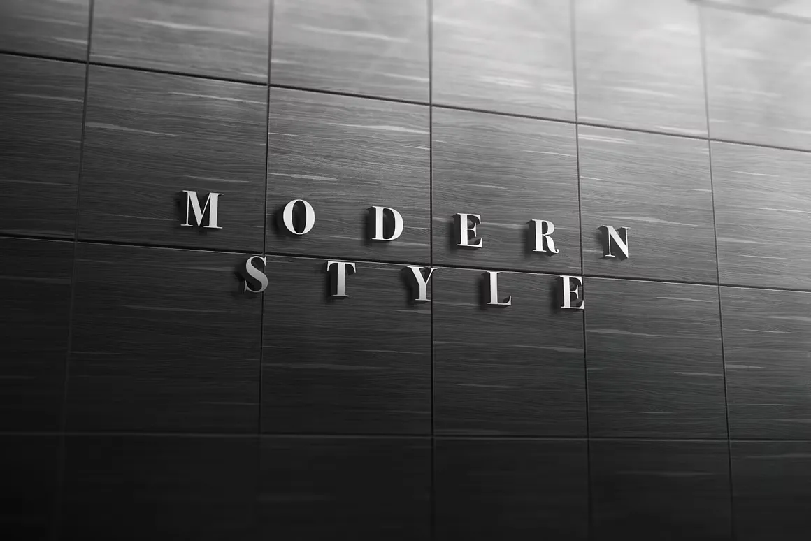 28种质感3D标志墙面LOGO样机模型合集