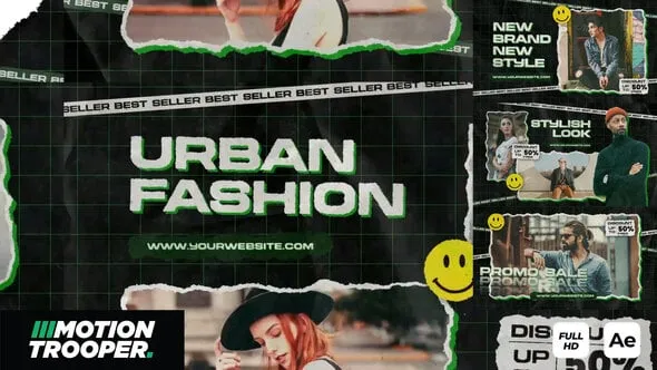 AE模板-时尚现代纸质视频动画幻灯片模板 VH-53979066