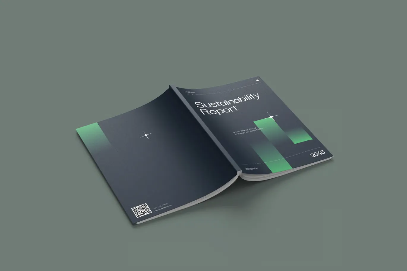 极简渐变可持续性报告InDesign模板
