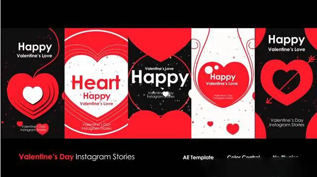 AE模板-垂直竖屏情人节爱情包装动画模板 Valentine’s Day