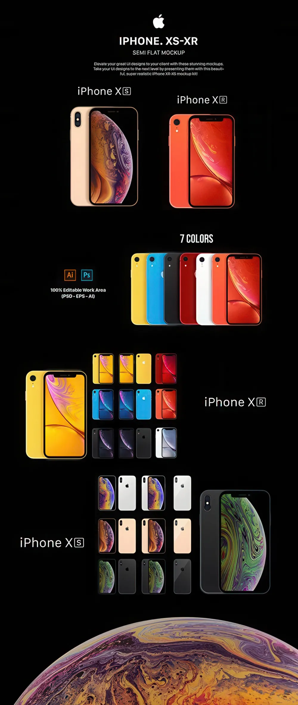 iPhone XS和XR样机模型 Semi Flat XS &amp; XR