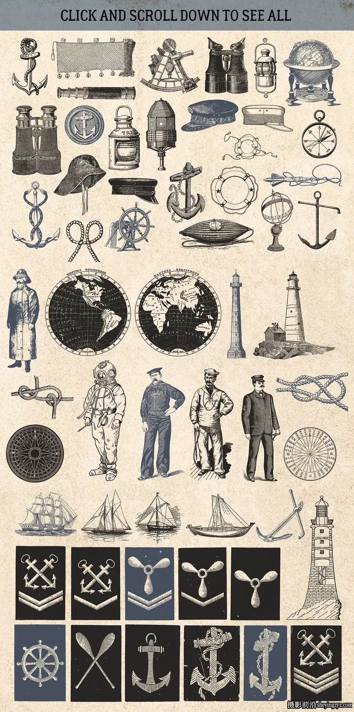 2100+复古矢量插画图形矢量元素标志品牌设计大合集EPS+PNG