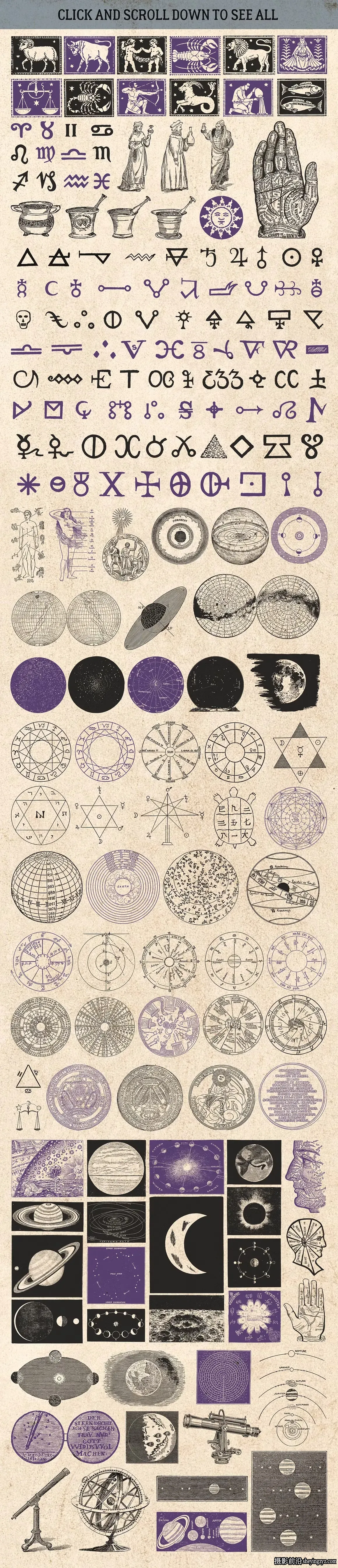 2100+复古矢量插画图形矢量元素标志品牌设计大合集EPS+PNG