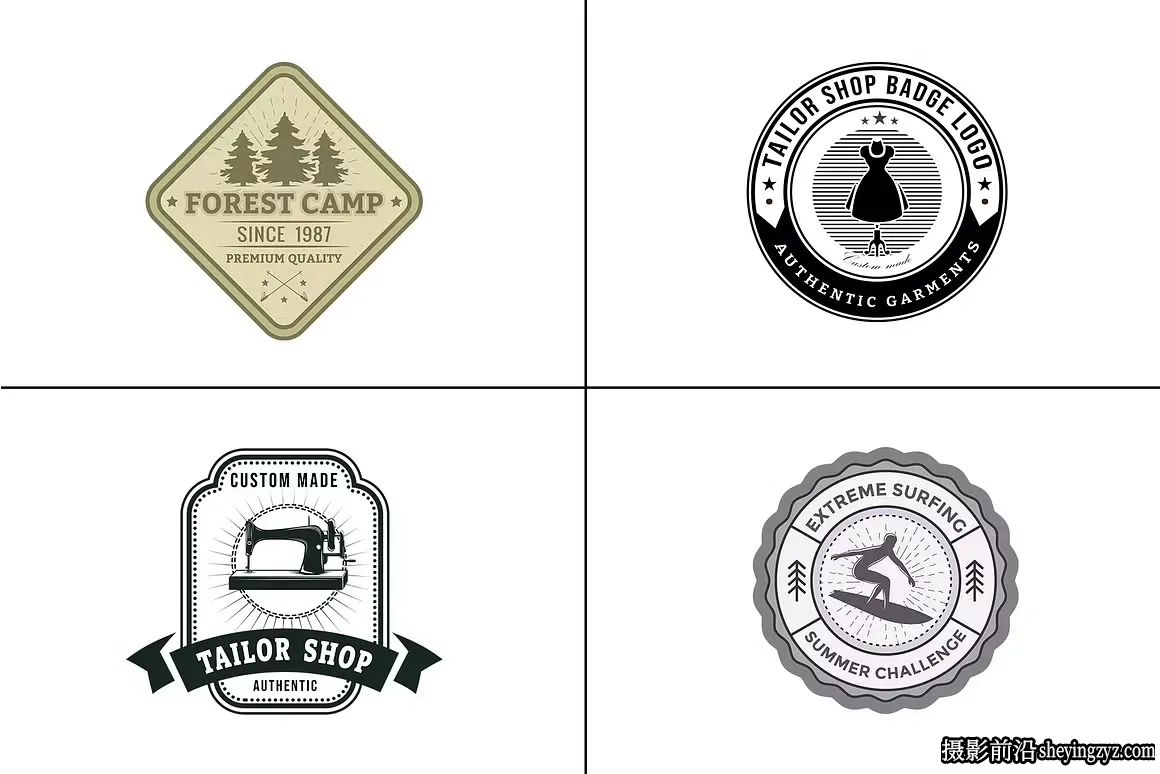 970幅复古经典奢华LOGO标志徽章插画套装矢量素材