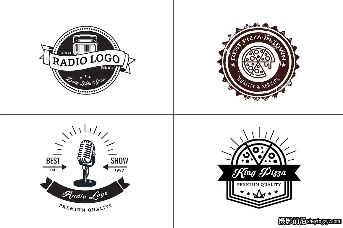 970幅复古经典奢华LOGO标志徽章插画套装矢量素材