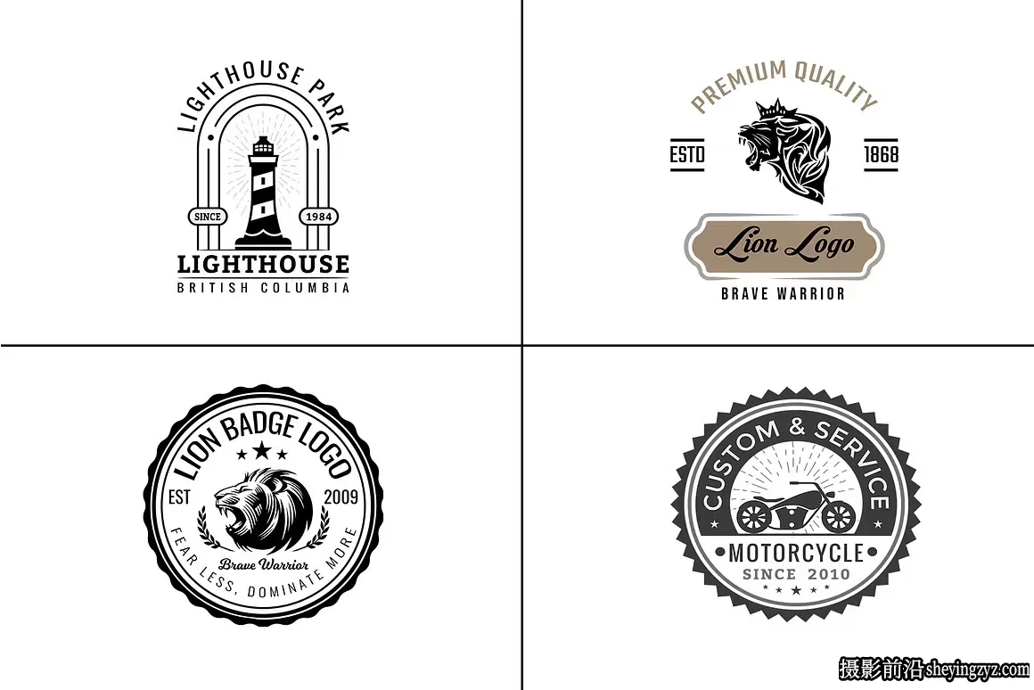 970幅复古经典奢华LOGO标志徽章插画套装矢量素材