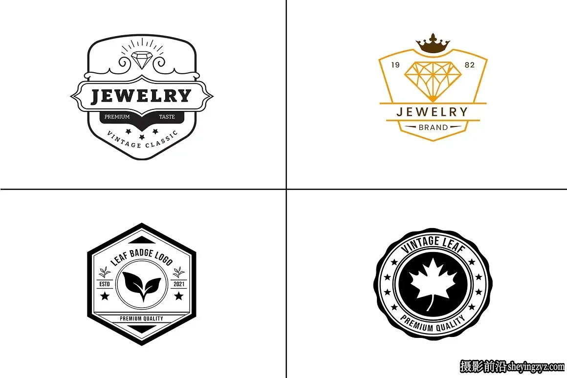 970幅复古经典奢华LOGO标志徽章插画套装矢量素材