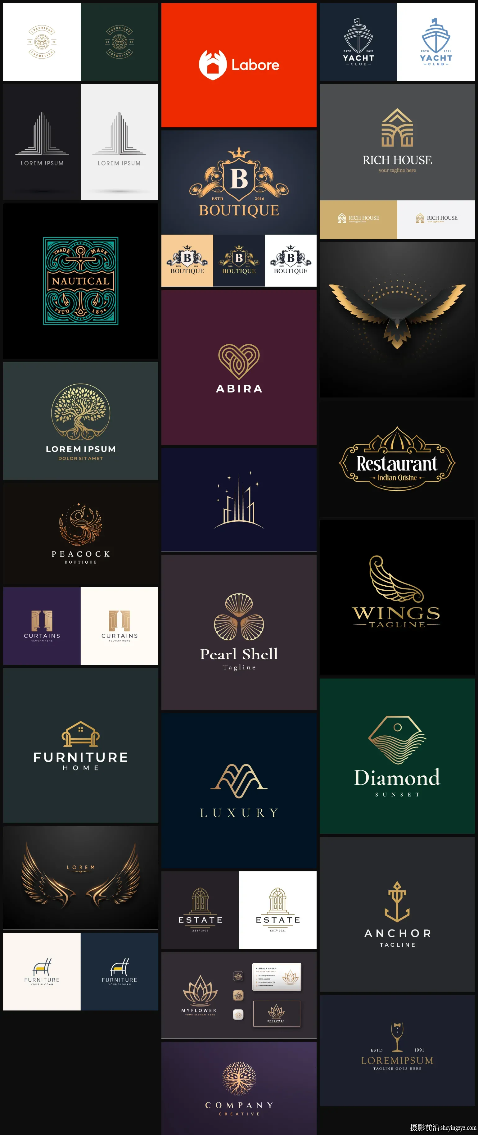 黑暗奢华LOGO标志系列矢量素材合集 26xAI