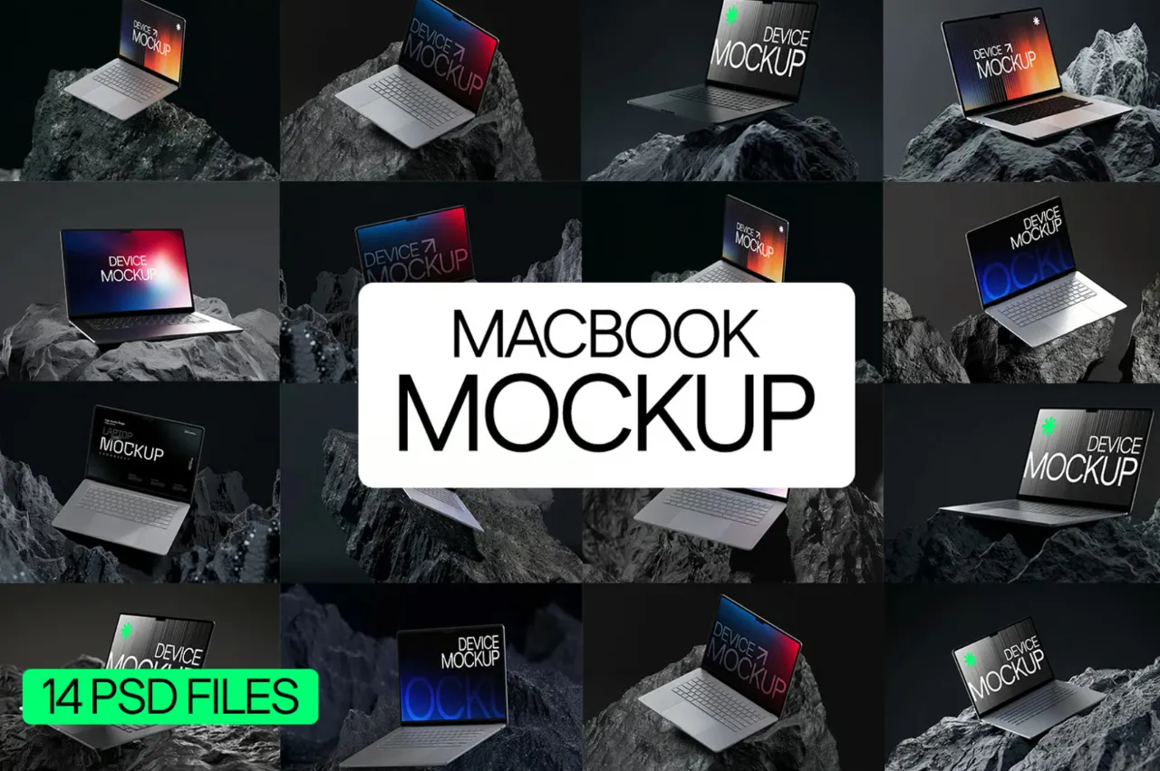 MockupCloud - 14种MacBook笔记本样机模型合集