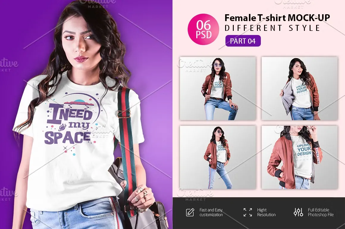 女性T恤样机模型 Mockup-V-2-007