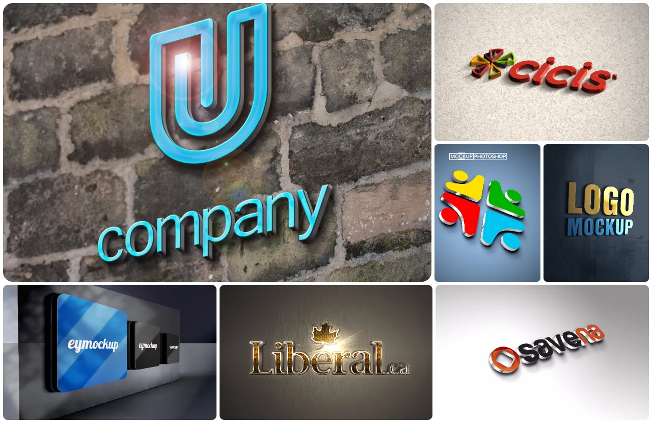 24个超棒的3D标志LOGO样机与文字效果 PSD模型