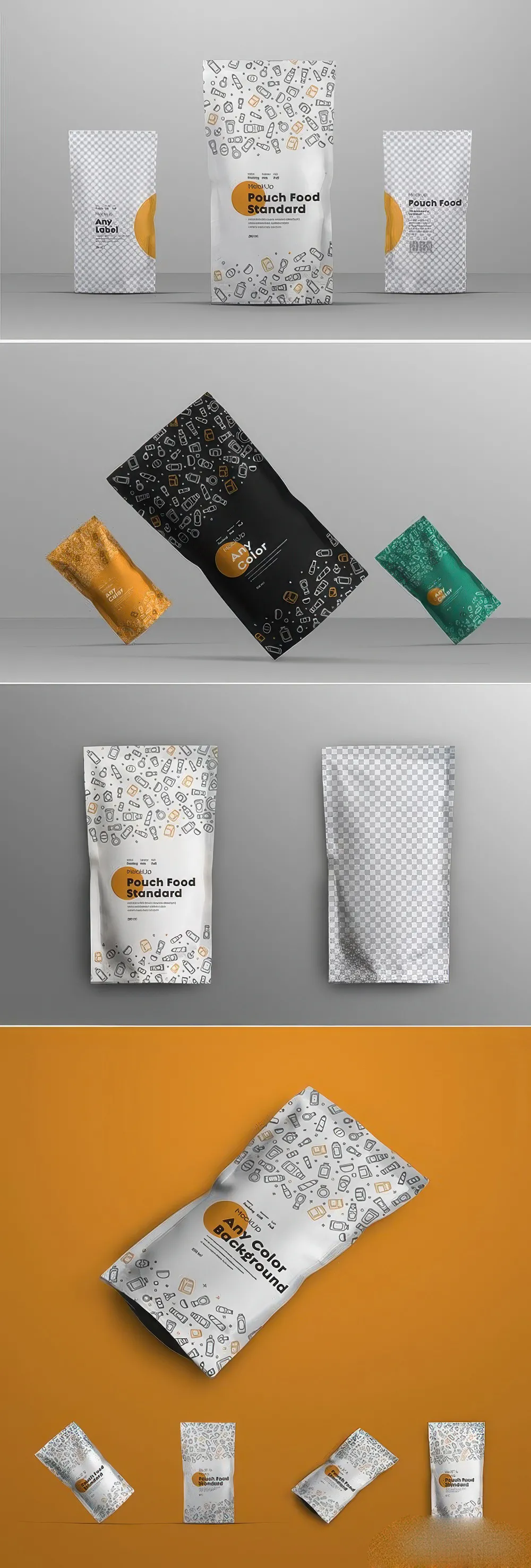 4个食品袋包装样机模型